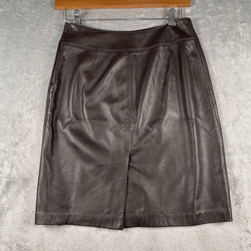 Lauren Ralph Lauren LRL Skirt Womens Sz 8 Brown Leather Pencil Western Boho 90s - Picture 4 of 13